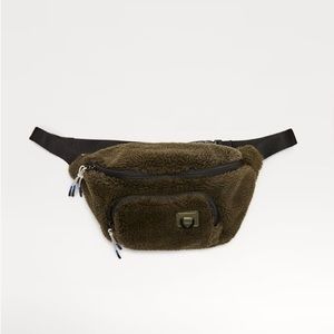 NWT Zara faux fleece belt bag khaki